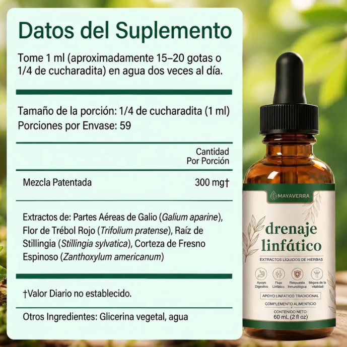Gotas Naturales de Drenaje Linfático Mayaverra (60 mL / 2 fl oz)